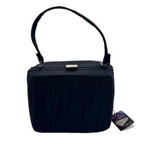 Vintage Egan-Wagner Black FabriLure Sueded Top Handle Handbag Box  retro bag